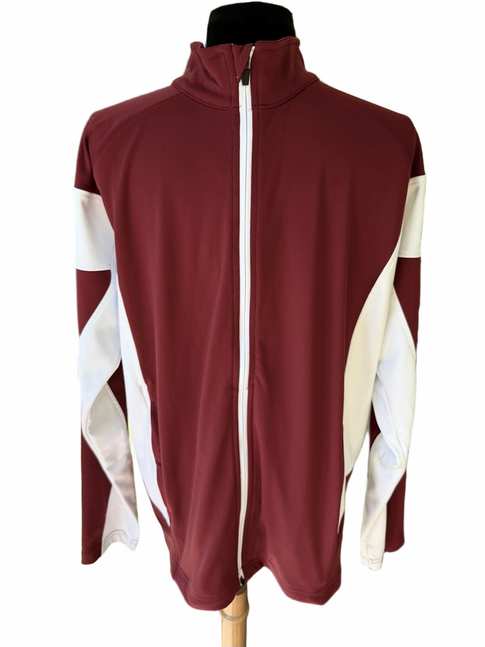 TEAM 365 Men's Size Medium Maroon White Soft Shell Full Zip Mock Neck Jacket
